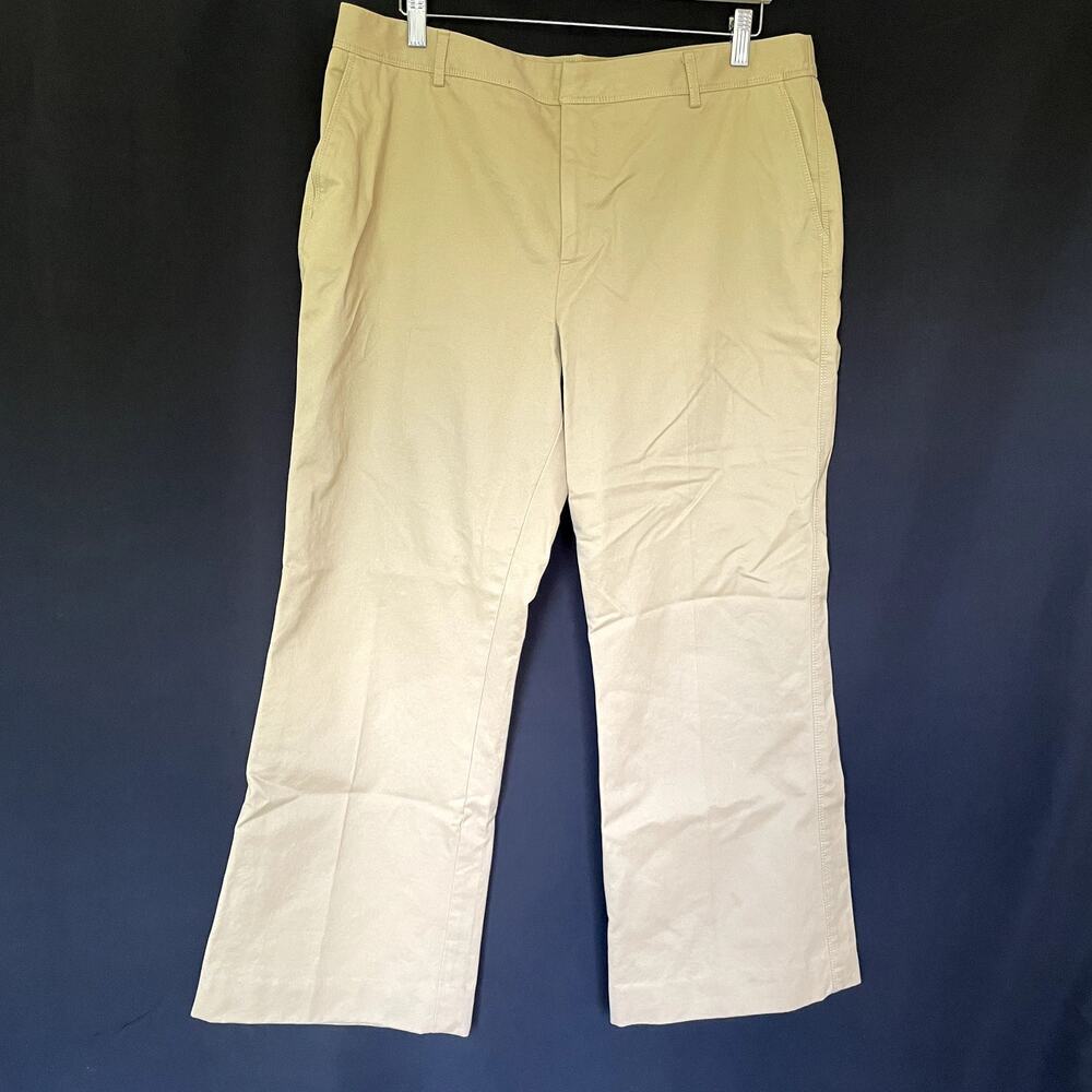 Eddie Bauer mercer fit khaki tan trousers cotton women's size 16 petite pockets